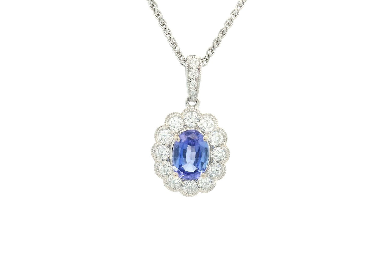 GBC Oval Tanzanite and Diamond Pendant
