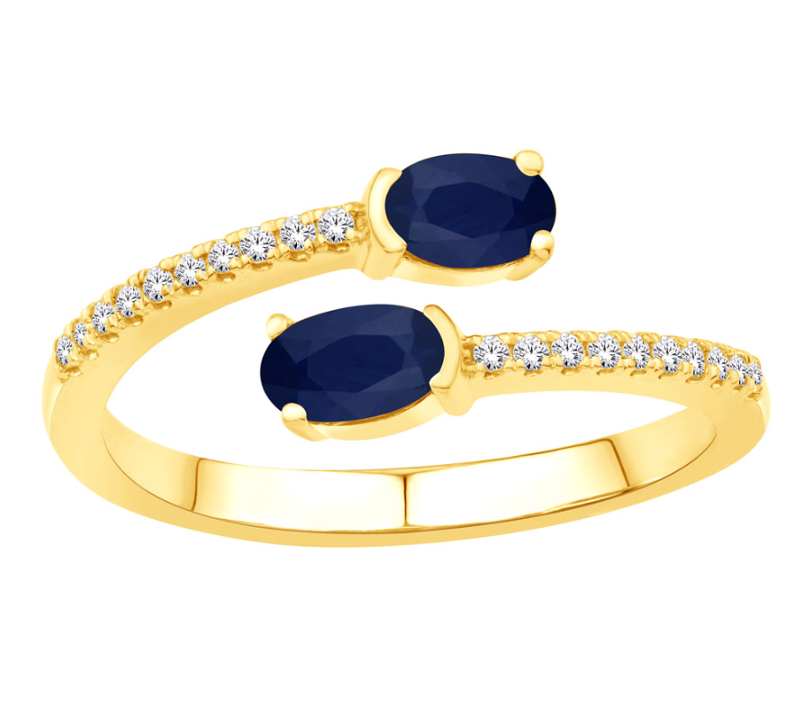 S.Kashi Sapphire and Diamond Bypass Ring