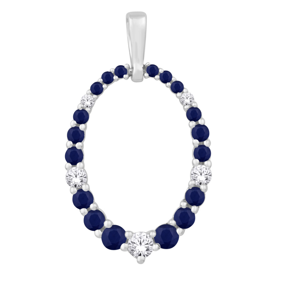 S.Kashi Oval Sapphire and Diamond Pendant