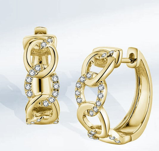 Diasun Diamond Hoop Link Earrings