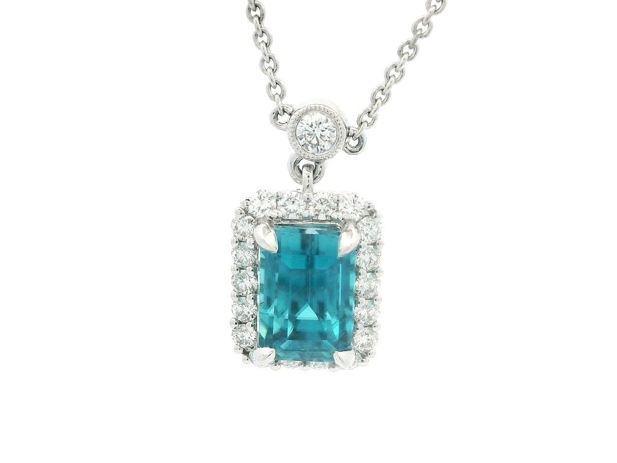 Nasbro Blue Zircon Diamond Station Necklace