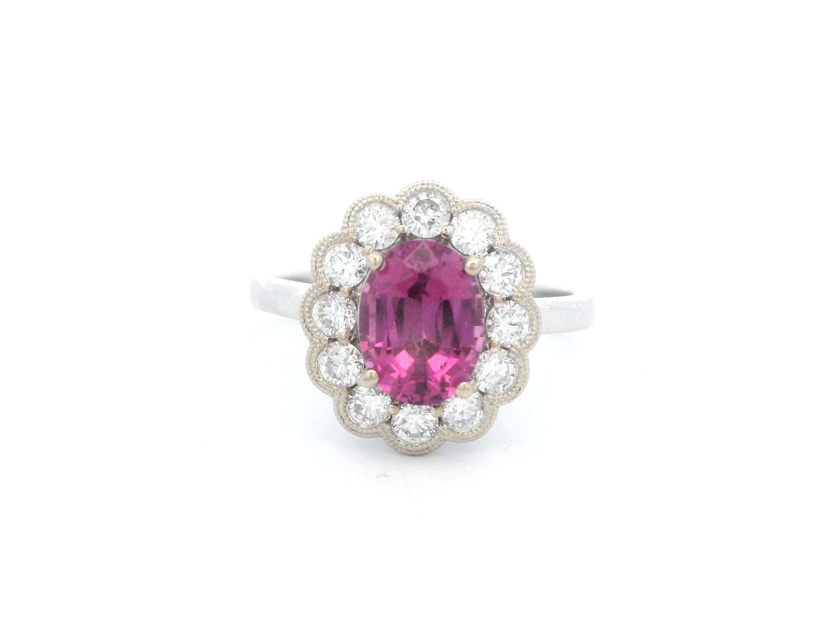 Malaya Garnet Diamond Halo Ring