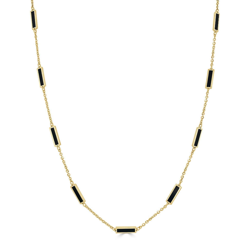 Sabrina Design Onyx Inlay Station Necklace