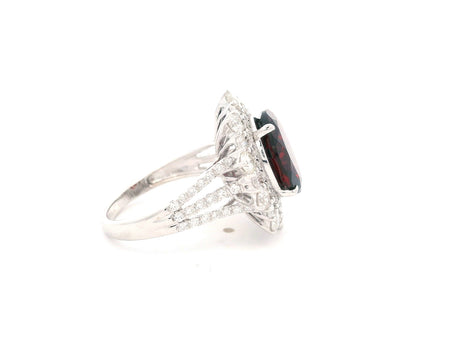 Royal Jewelry Garnet and Diamond Halo Ring