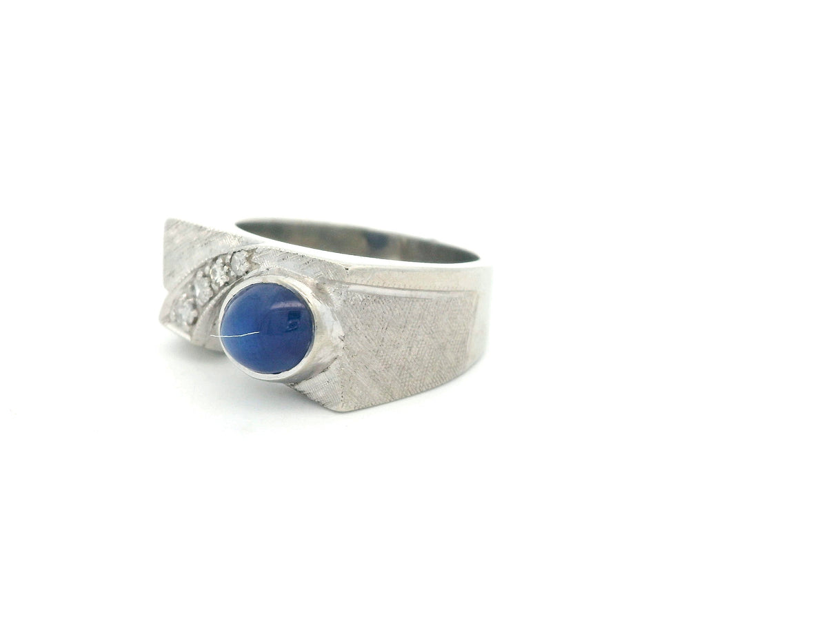 Blue Star Sapphire Signet Ring