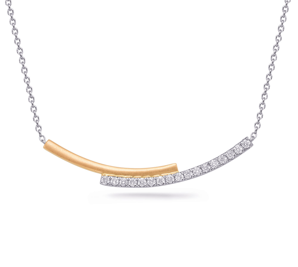 S.Kashi Diamond Curved Bar Necklace