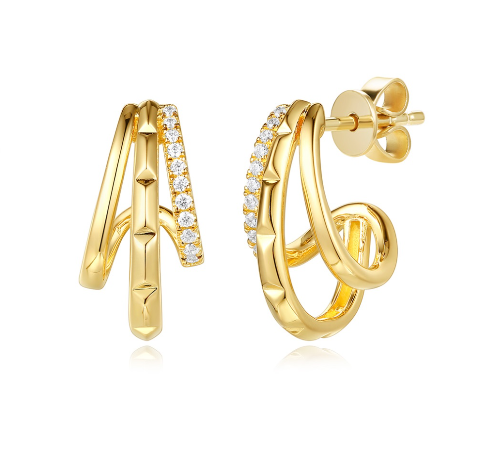 S.Kashi Triple Row Diamond J Hoops