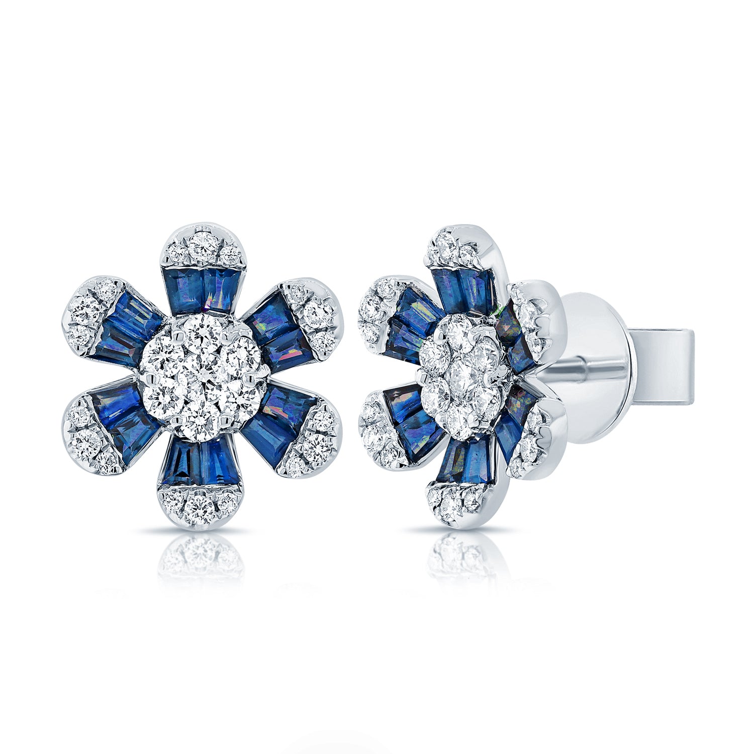 A.O.D 14K White Gold Sapphire Stud Earrings
