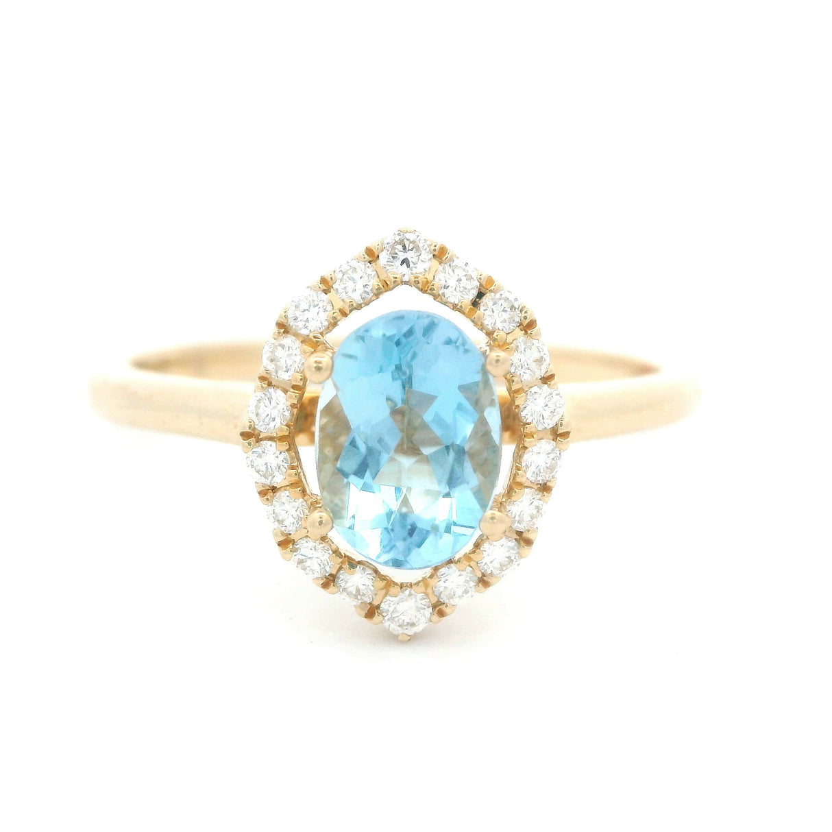 GBC Oval Aquamarine Diamond Halo Ring