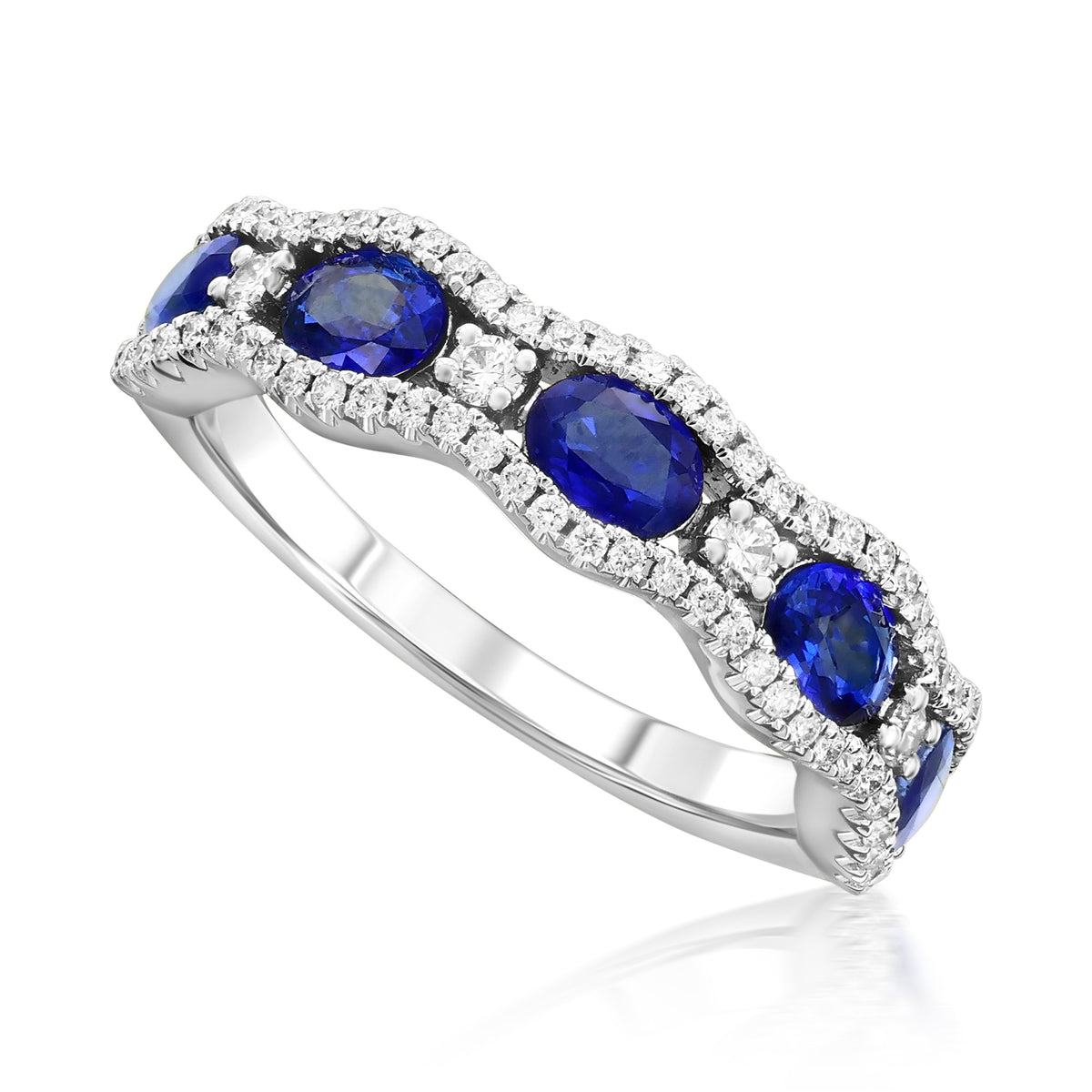 Nasbro Scalloped Sapphire and Diamond Ring