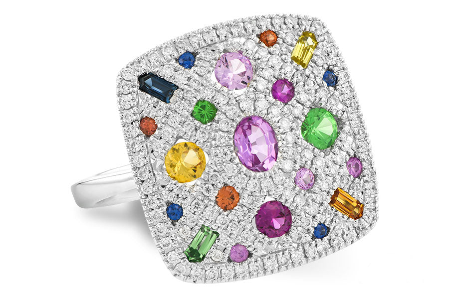 Allison Kaufman Multi-Color Gemstone & Diamond Ring
