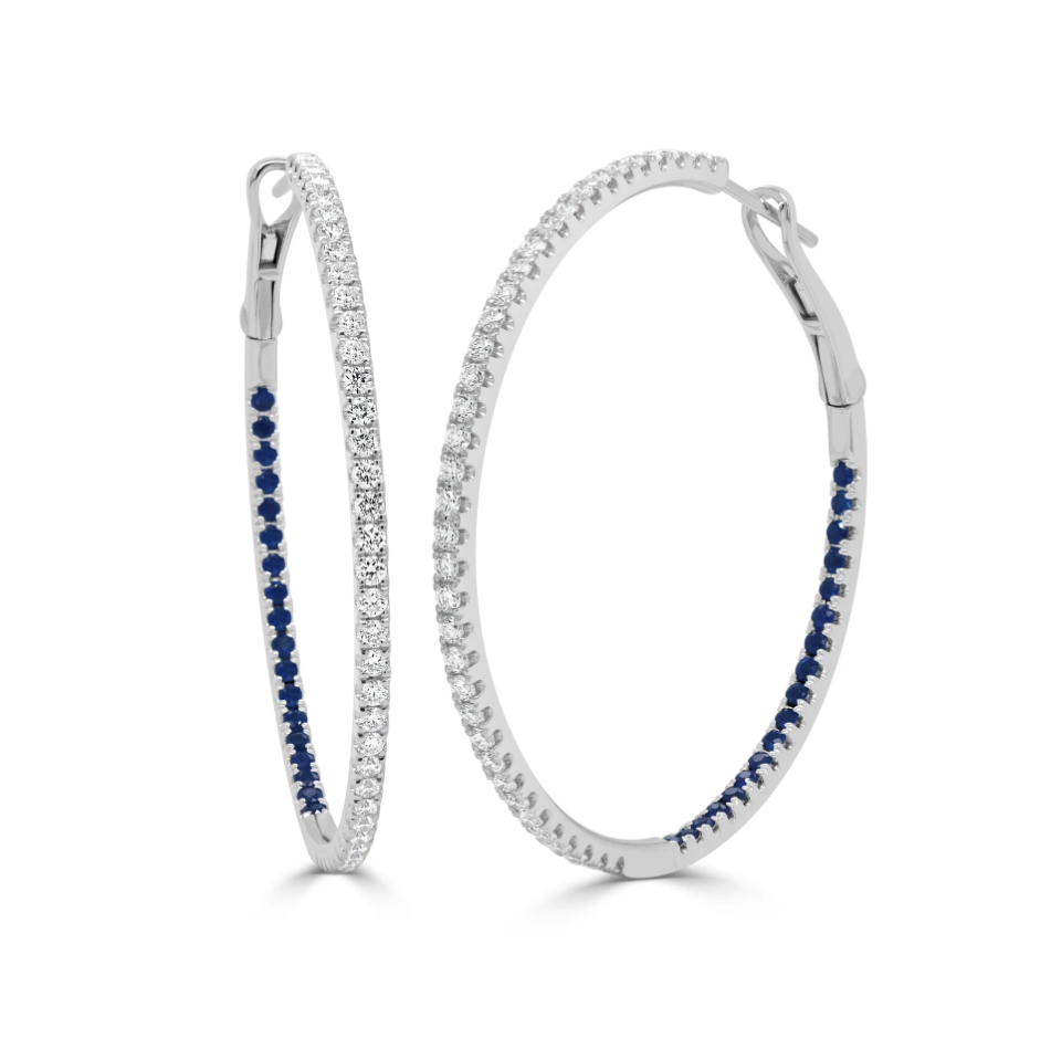 Sabrina Designs Sapphire and Diamond Hoop Earrings