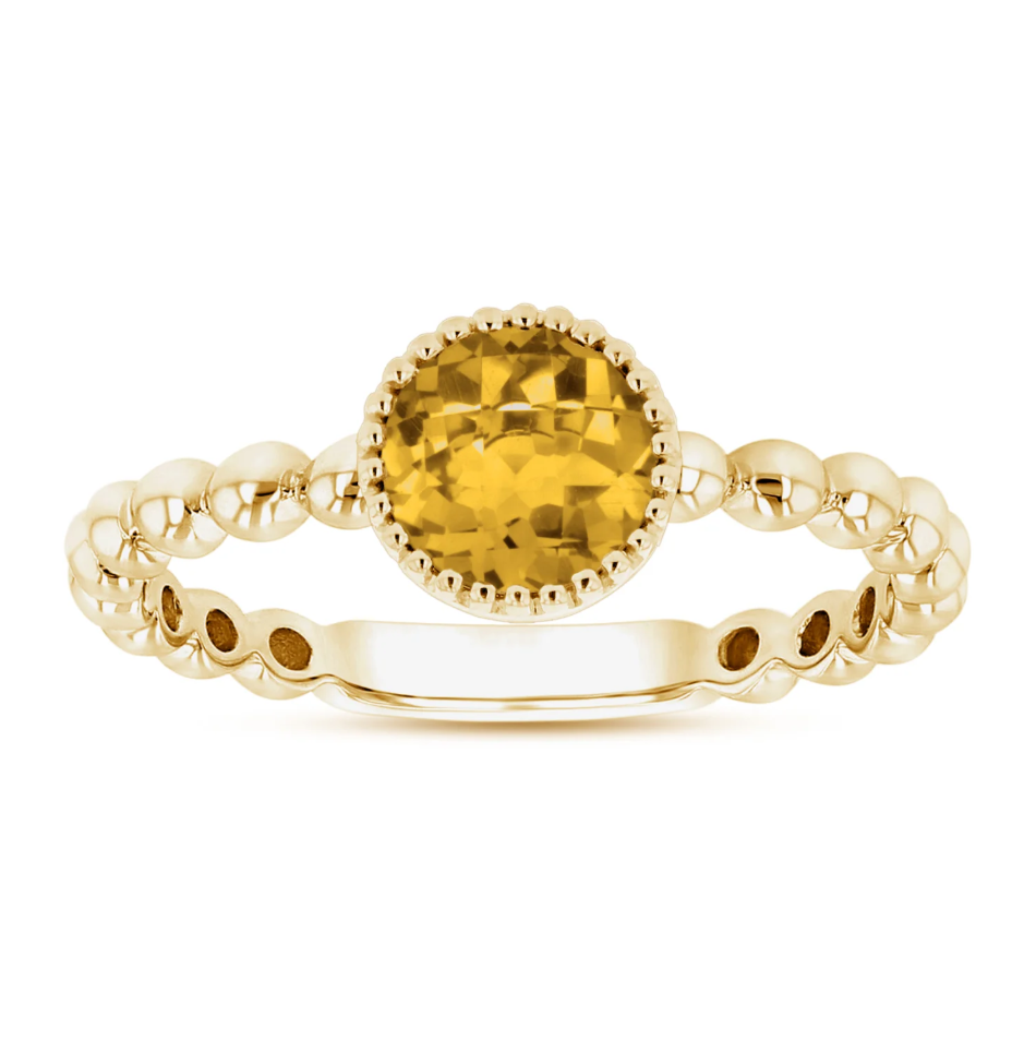 Leonardo Citrine Beaded Stackable Ring
