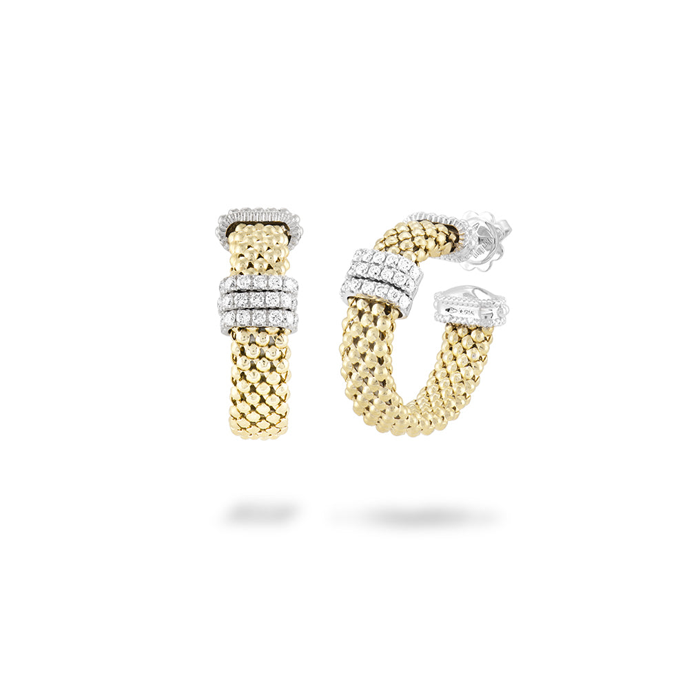 Piero Milano Woven Diamond Hoop Earrings