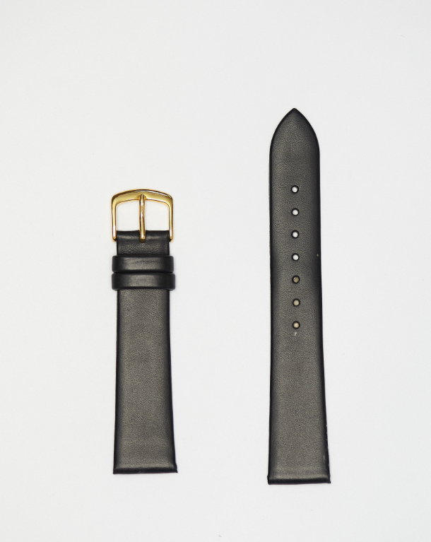 Hadley Roma Smooth Leather Watch Strap - Black