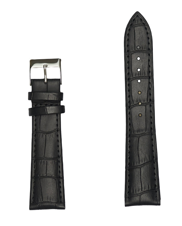 Hadley Roma Textured Leather Watch Strap - Black