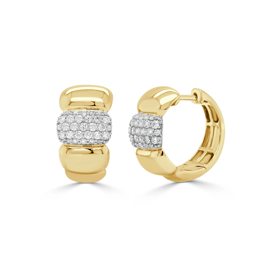 Sabrina Scalloped Pave' Diamond Hoop Earrings
