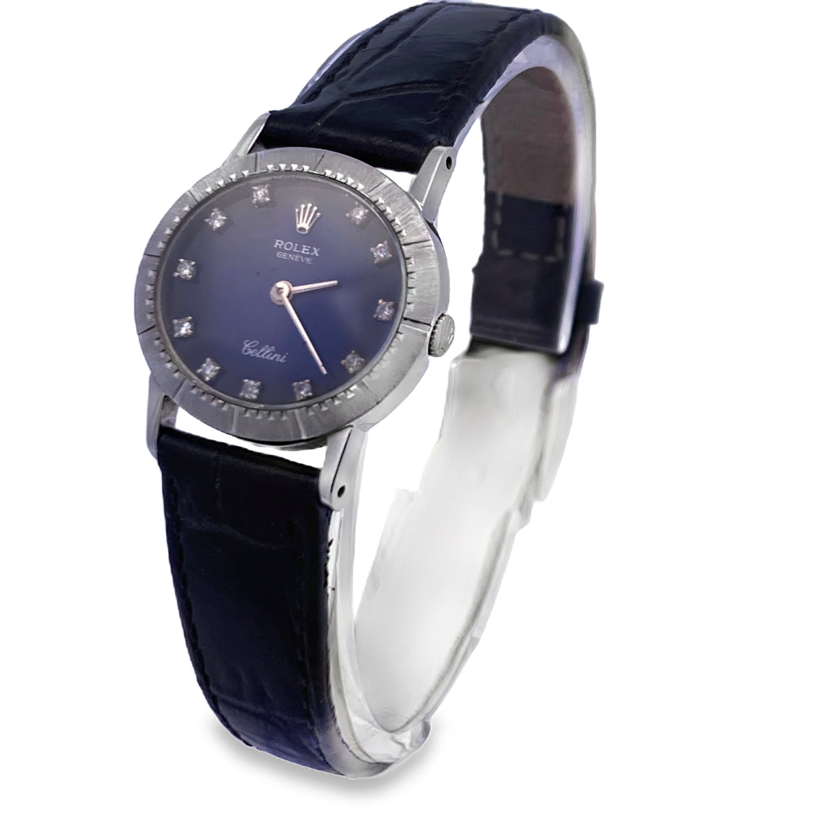 1976 Rolex Cellini 4081 Blue Vignette Diamond Dial 30mm