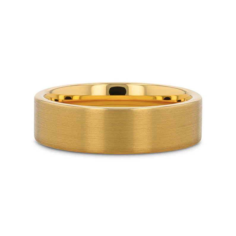 Thorsten AUDEN Gold Plated Flat Brushed Finished Tungsten Wedding Ring