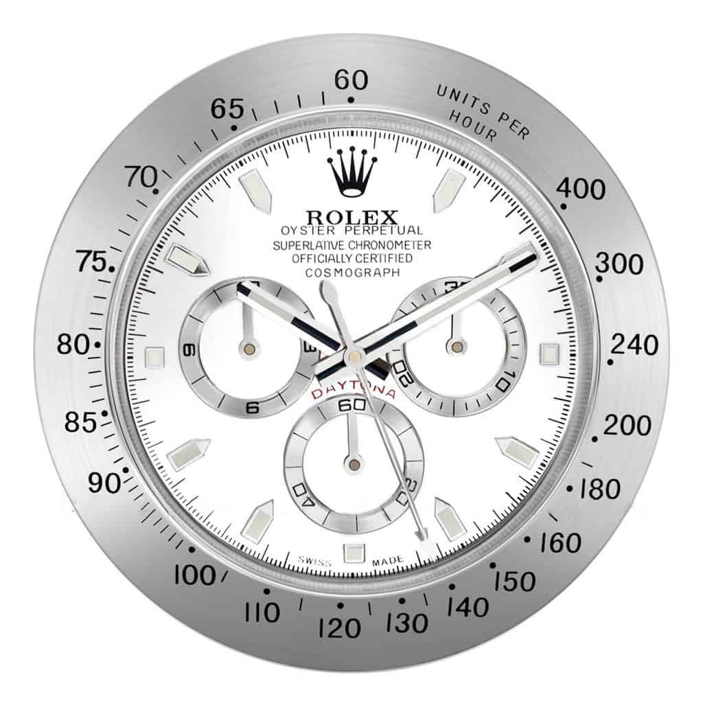 White Daytona Inspired Wall Clock