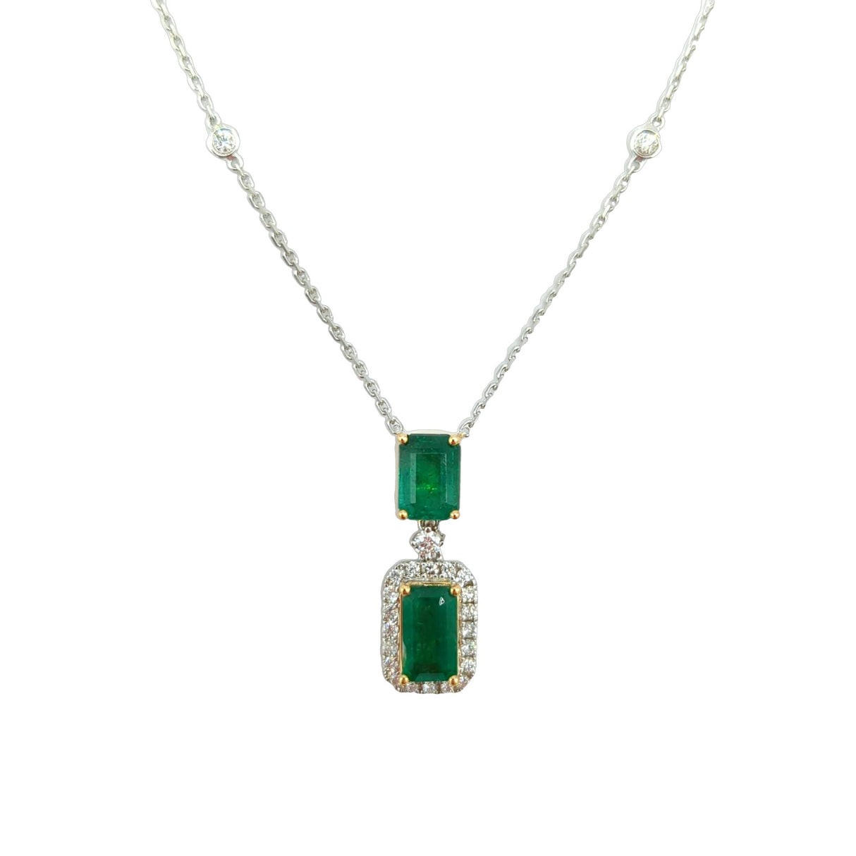 Almor Design Emerald & Diamond Drop Necklace