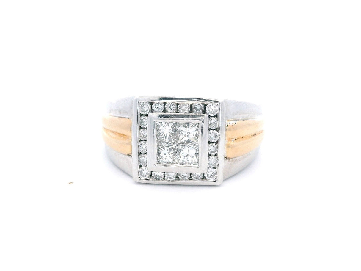 Mens Invisible Set Square Diamond Halo Ring