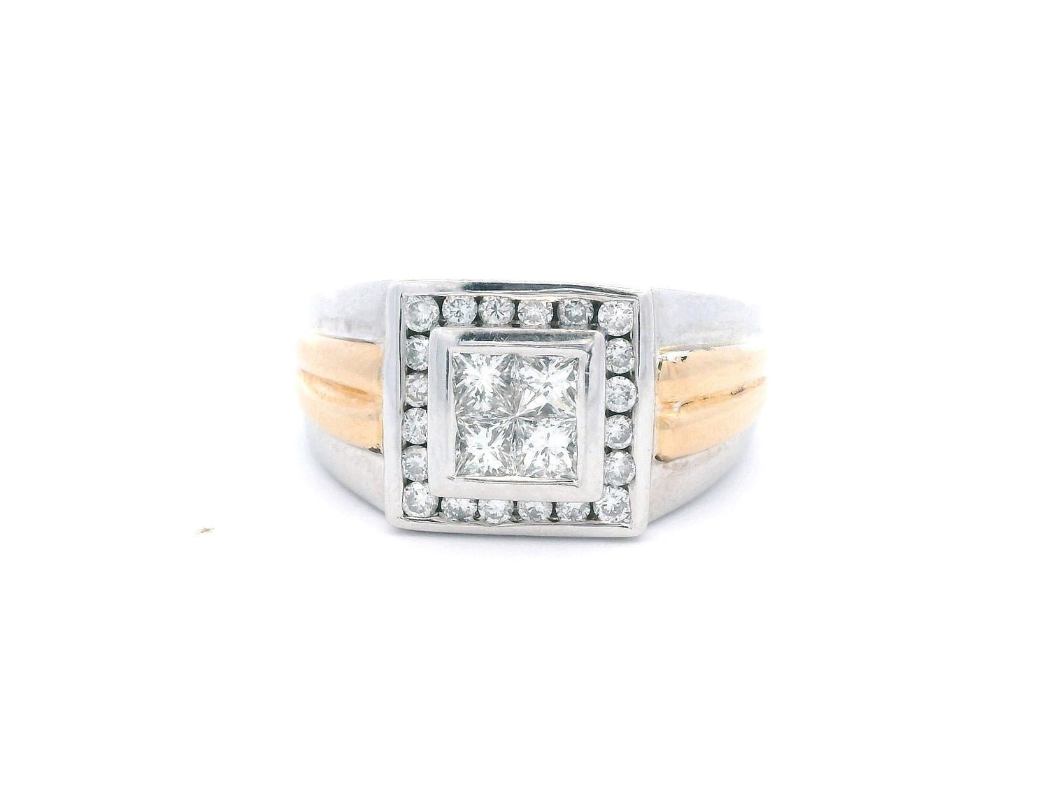 Mens Invisible Set Square Diamond Halo Ring
