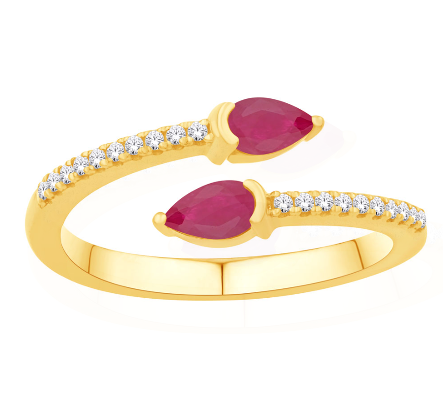 S.Kashi Ruby and Diamond Bypass Ring