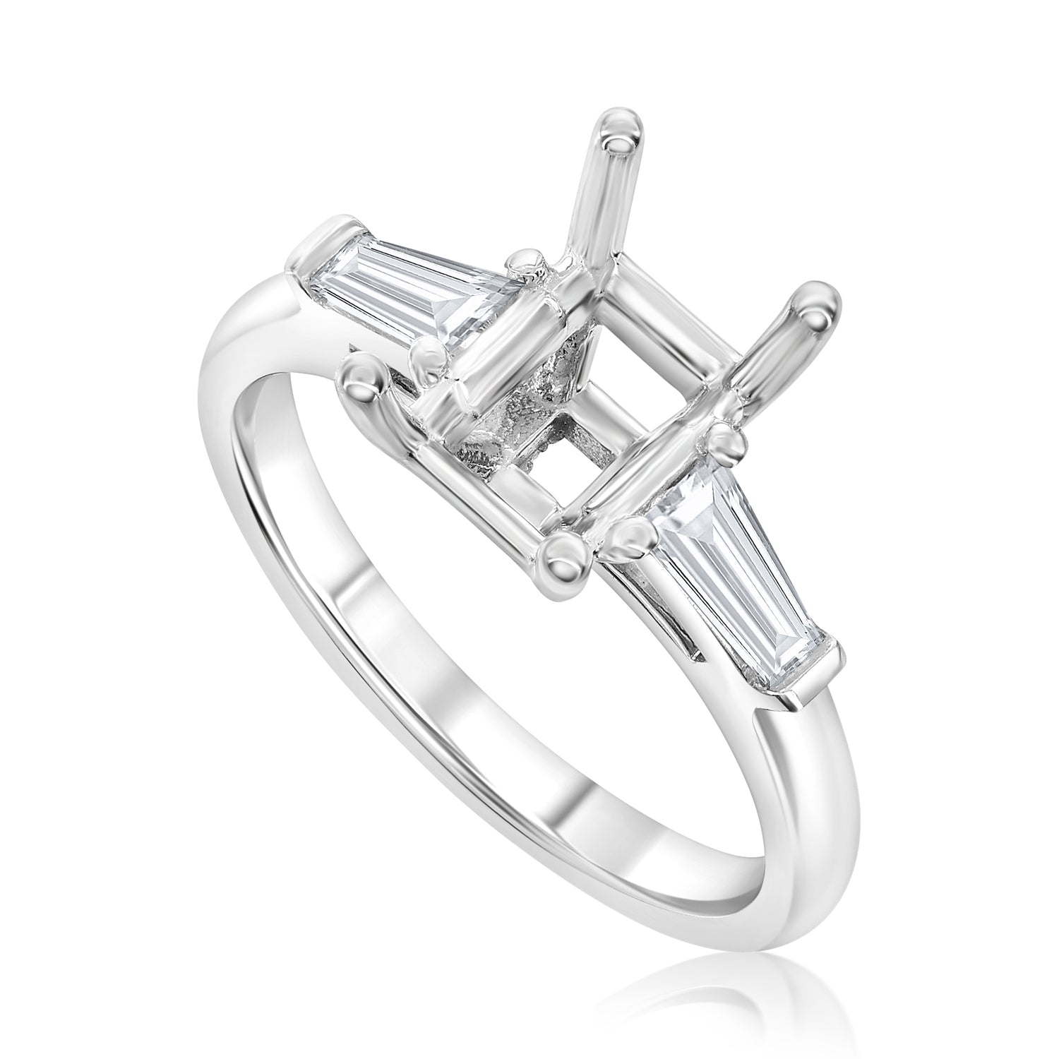 Nasbro Tapered Baguette Diamond Engagement Ring