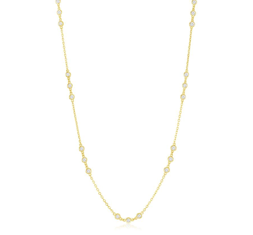 Nasbro Triple Bezel Diamond Station Necklace