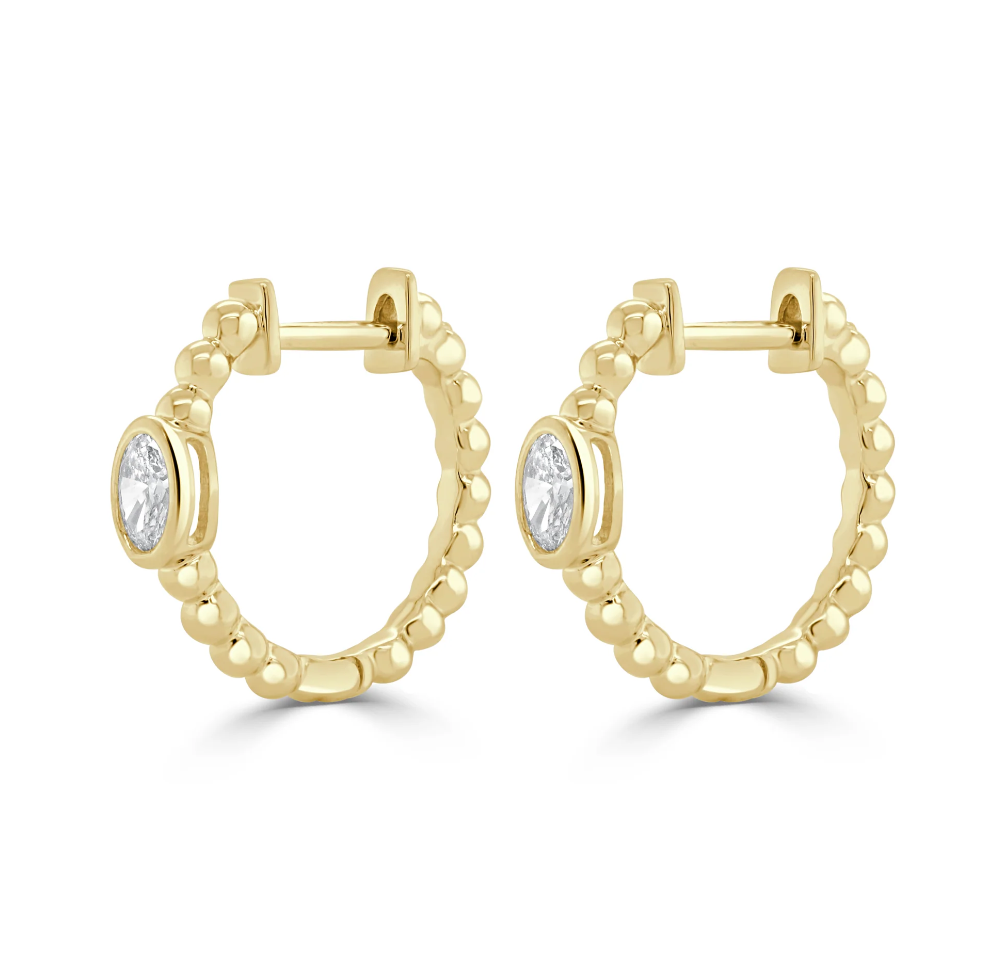 Sabrina Design Diamond Beaded Hoop Earrings