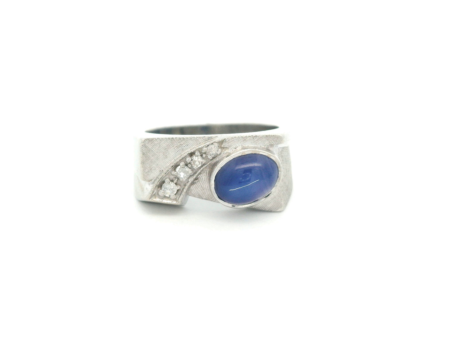 Blue Star Sapphire Signet Ring