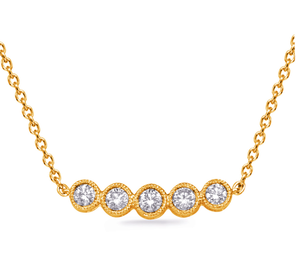 S.Kashi Bezel Set Diamond Bar Necklace