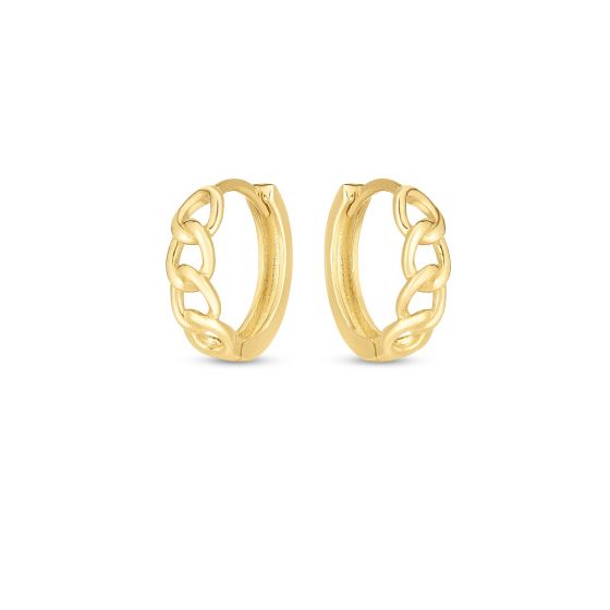 Royal Chain Curb Huggie Hoop Earrings