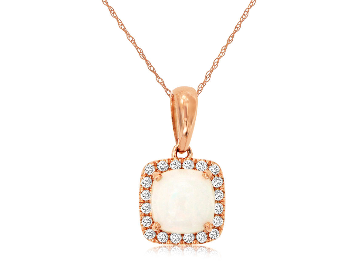 Royal Jewelry Opal and Diamond Pendant