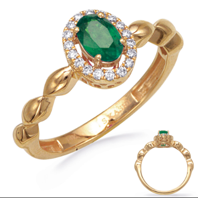 S.Kashi Emerald and Diamond Halo Ring