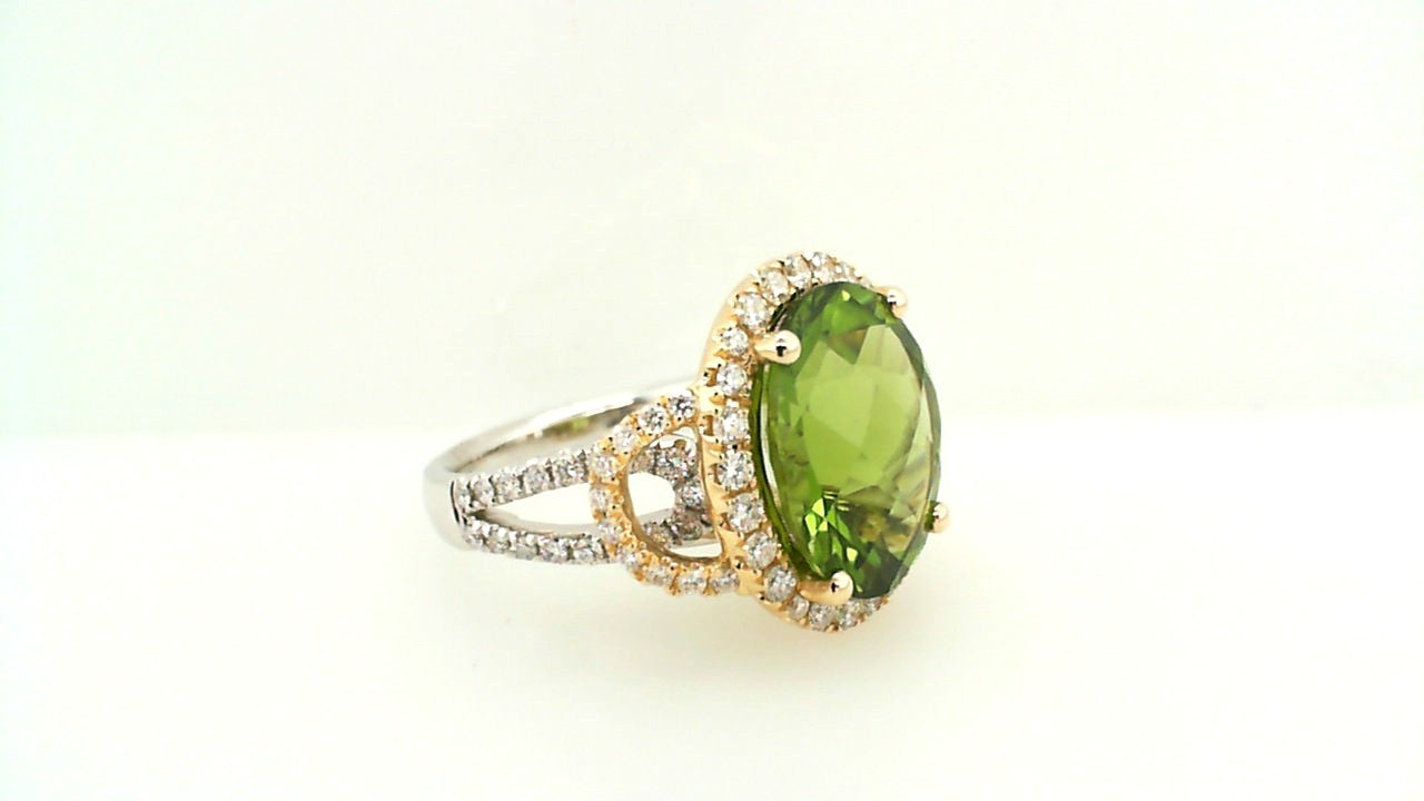 Oval Peridot & Diamond Ring