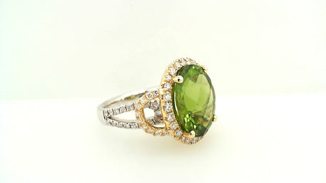Oval Peridot & Diamond Ring