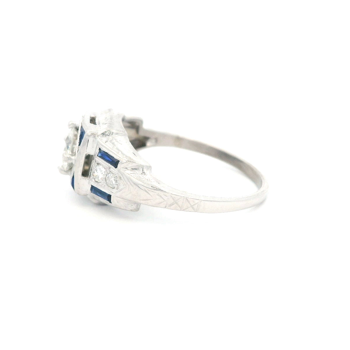 Estate - Platinum Sapphire and Diamond Ring