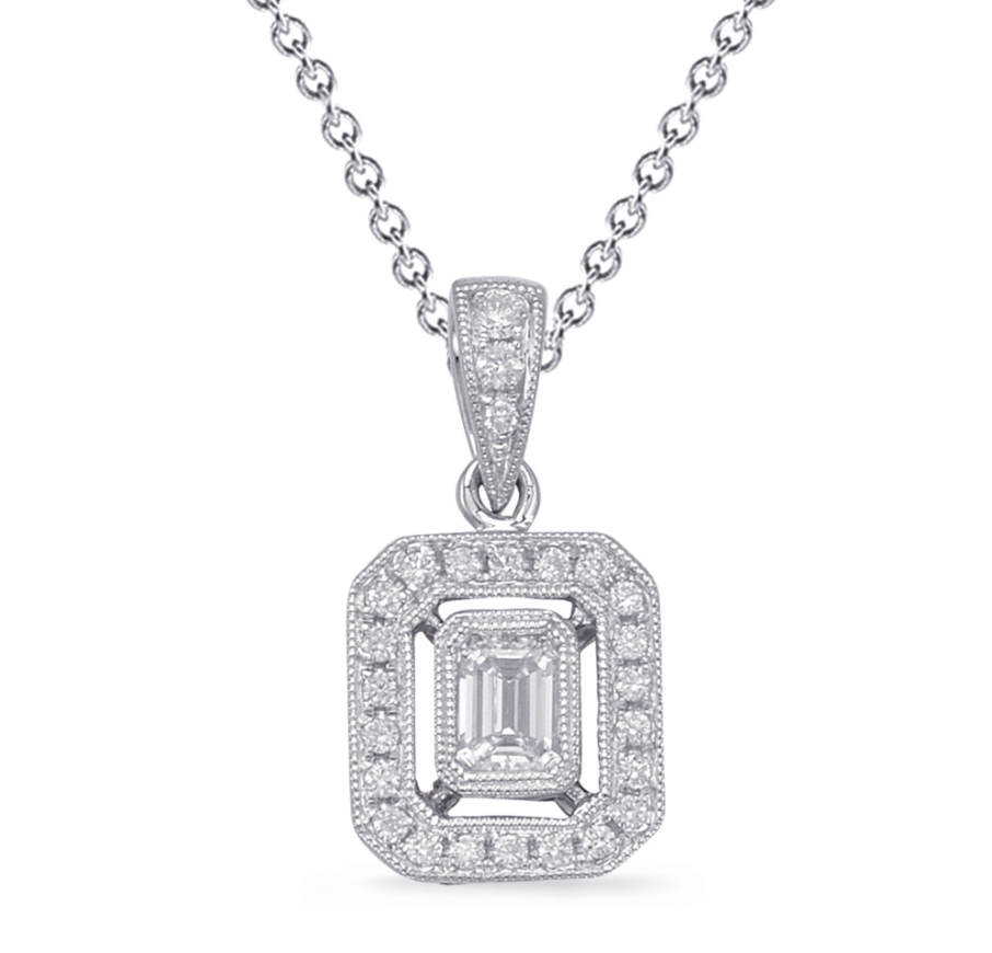 S.Kashi Milgrain Diamond Halo Pendant