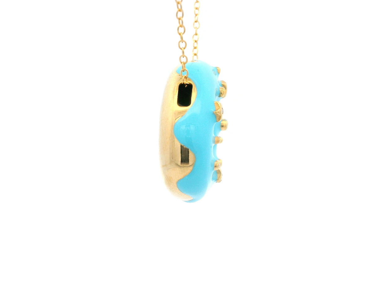 Blue Frosting Donut Pendant with Sprinkles