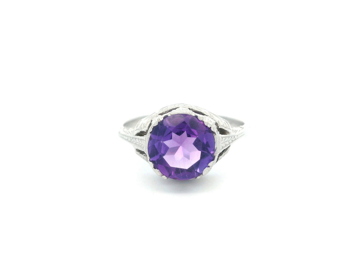 Estate Vintage Amethyst Filagree Ring