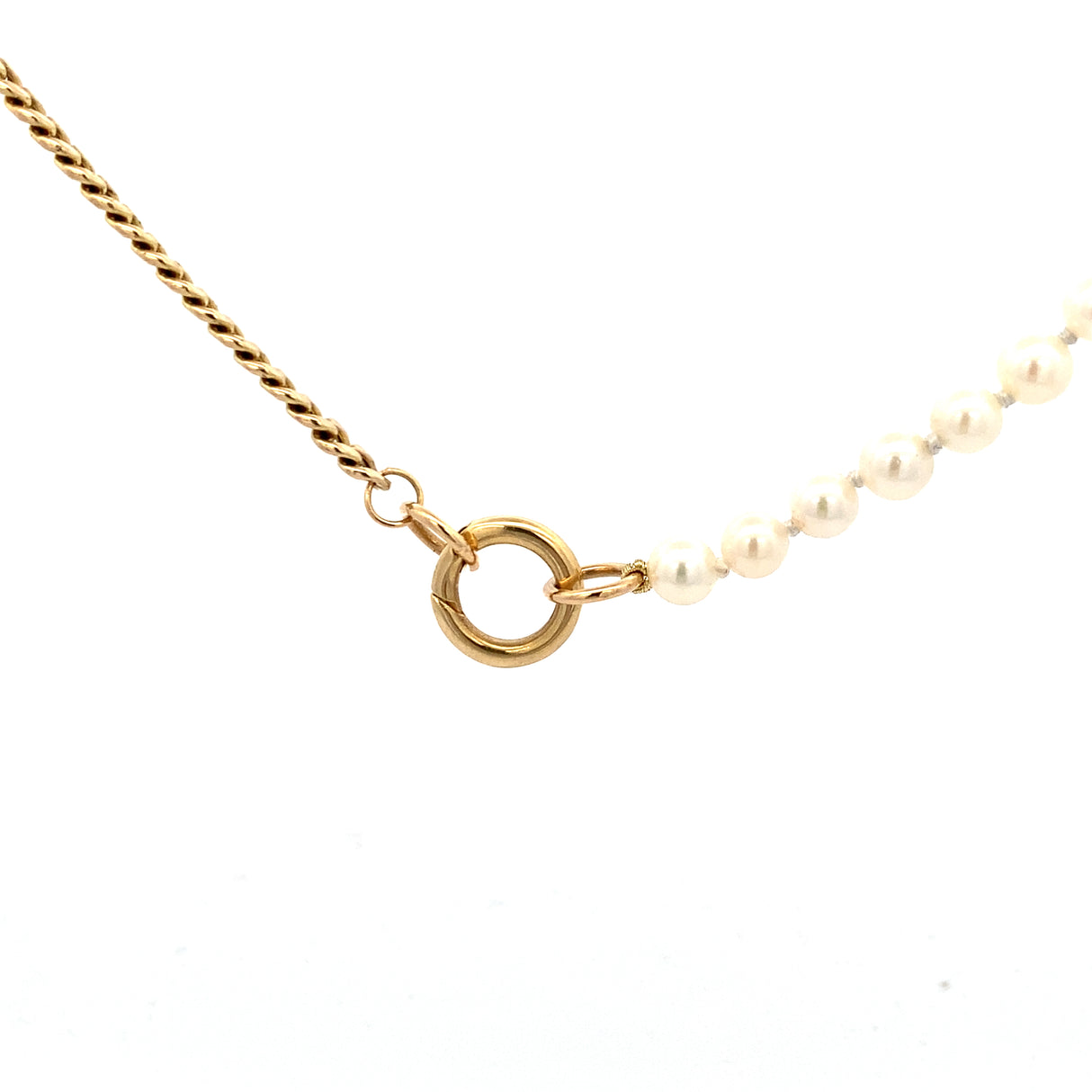 Half Pearl Half Curb Chain Necklace