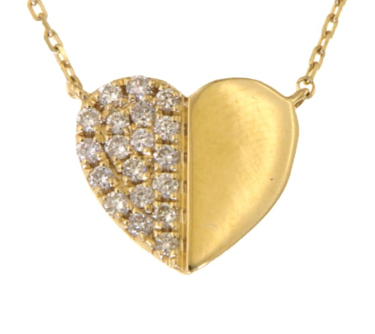 Daisun Half Diamond Heart Pendant