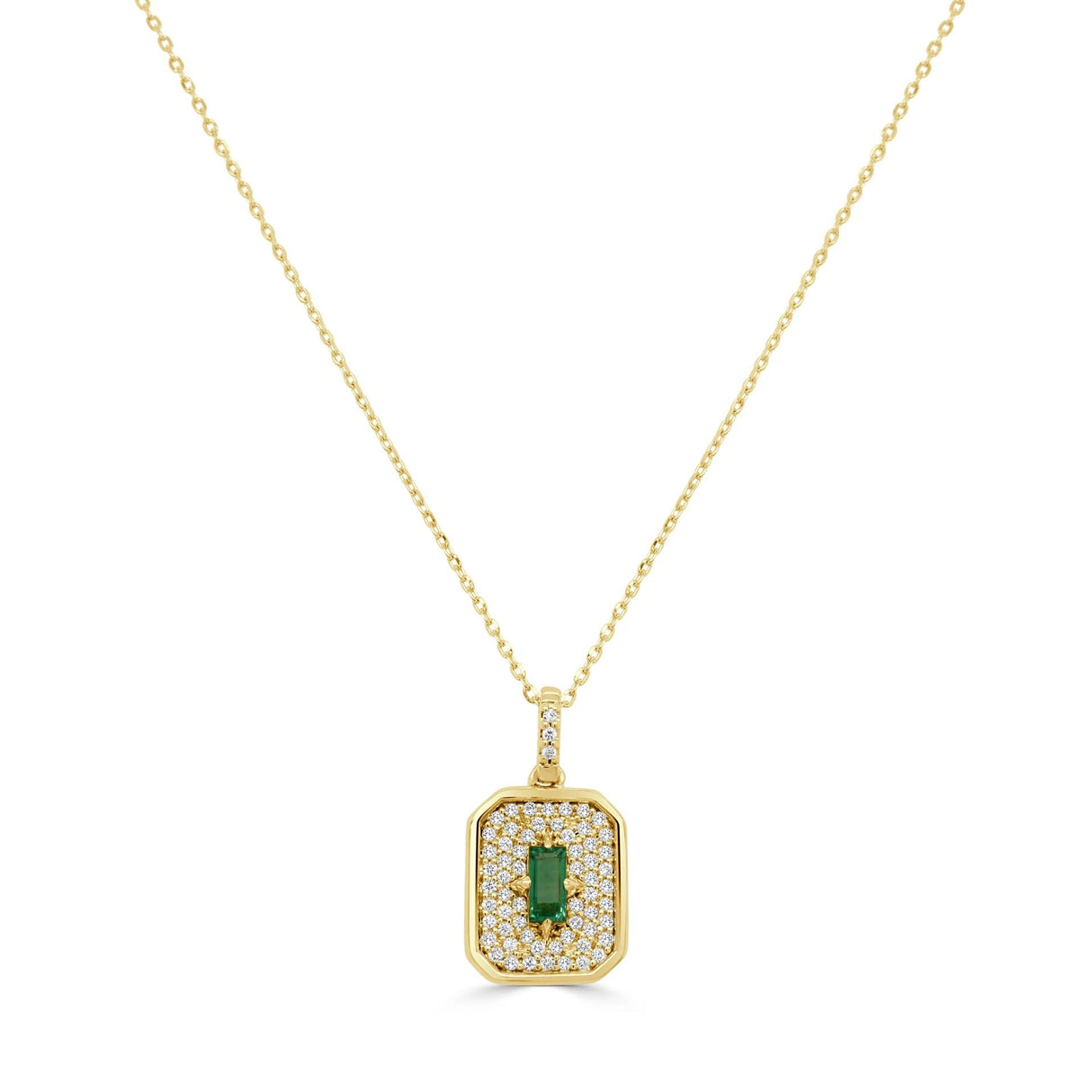 Diamond & Emerald Dog Tag Pendant