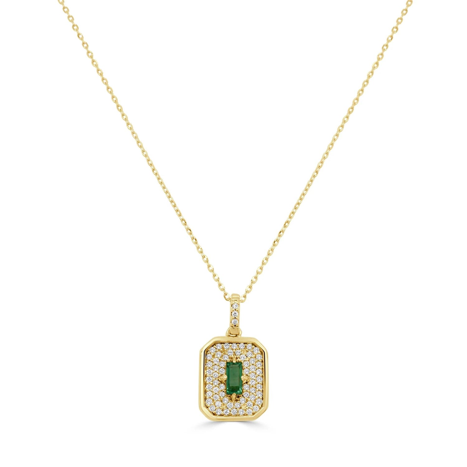 Diamond & Emerald Dog Tag Pendant