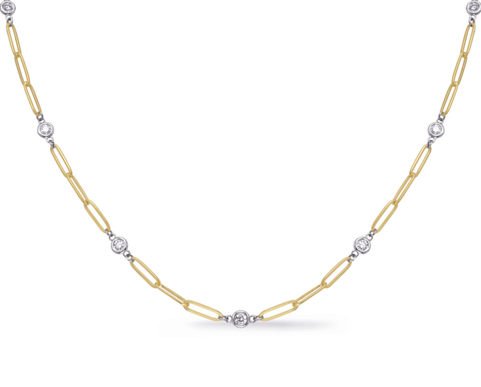 S.Kashi Paperclip Diamond Station Necklace