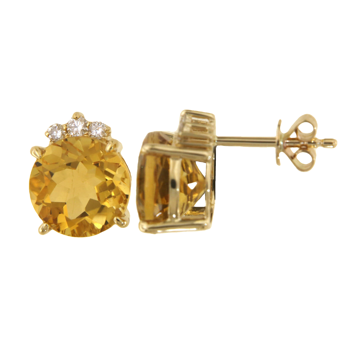 Diasun Citrine and Diamond Stud Earrings