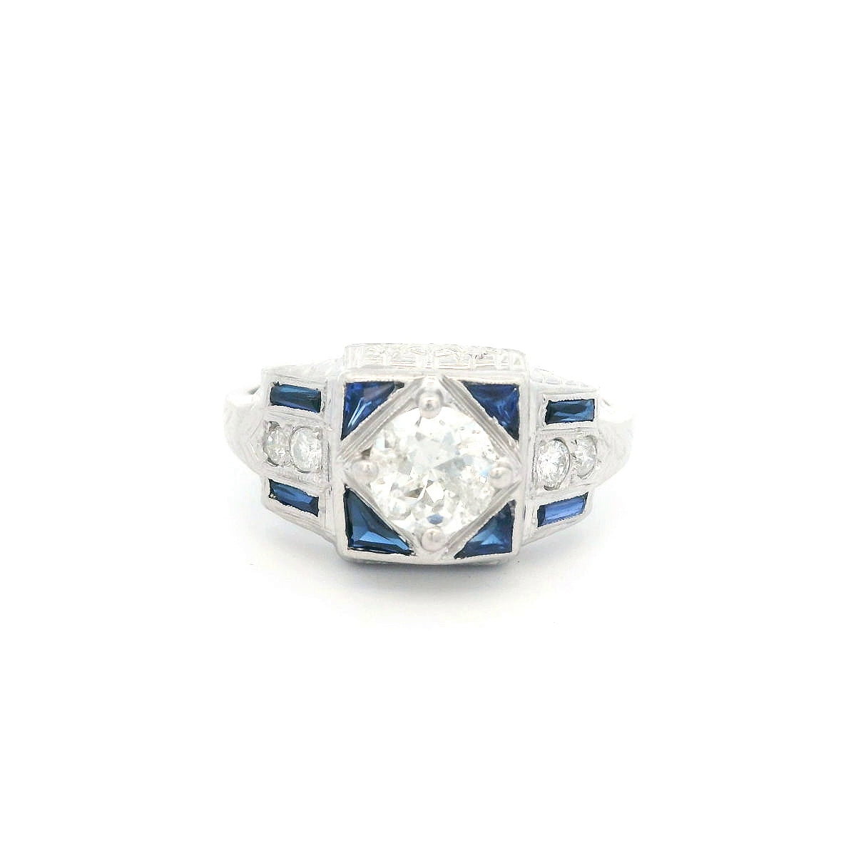 Estate - Platinum Sapphire and Diamond Ring