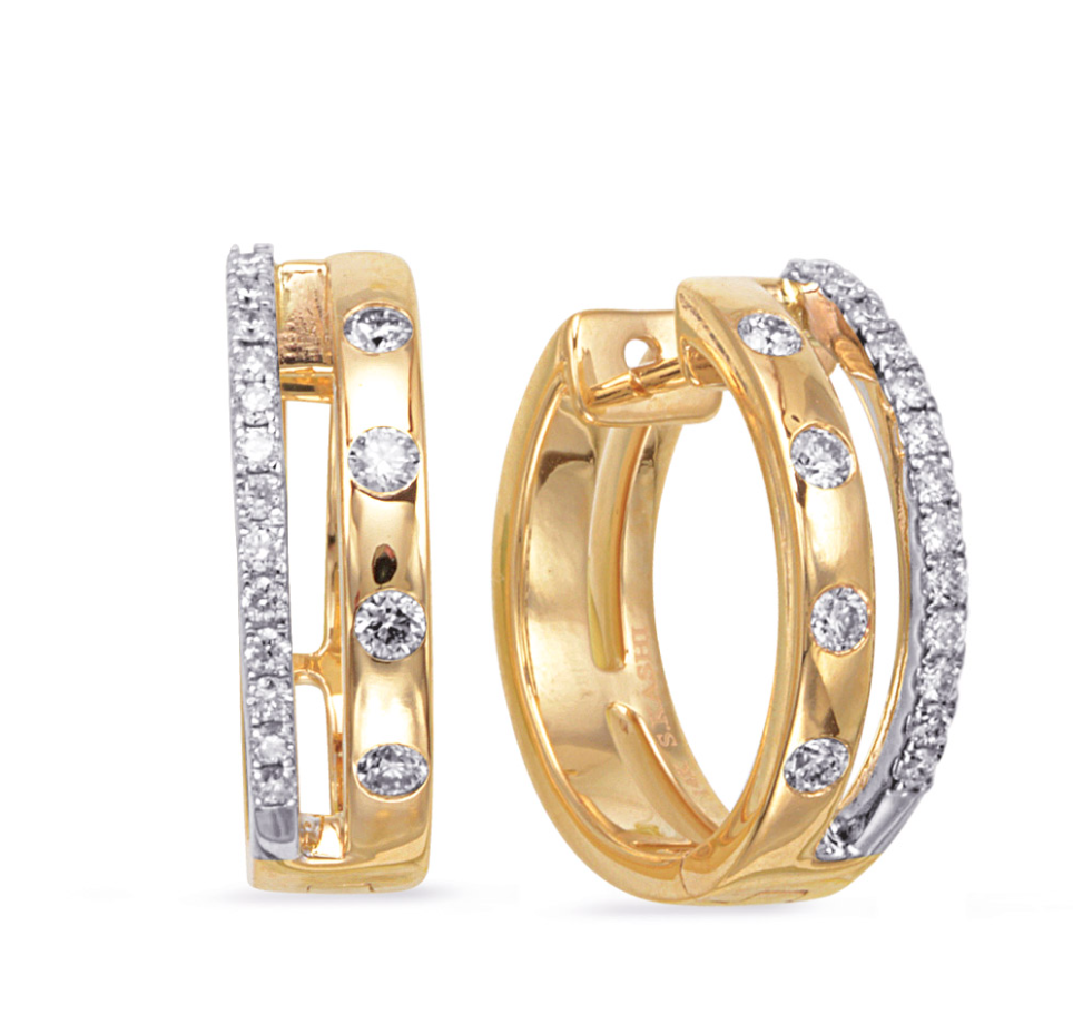 S.Kashi Double Row Diamond Hoop Earrings